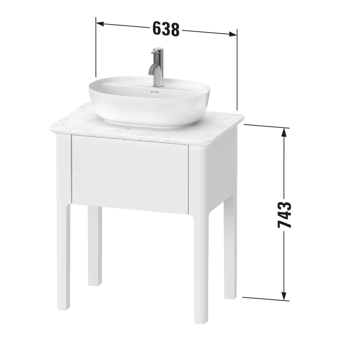 Duravit Waschtischunterschrank Luv 63,8x45x74,3cm, 1 AZ, st, st-gr s-matt
