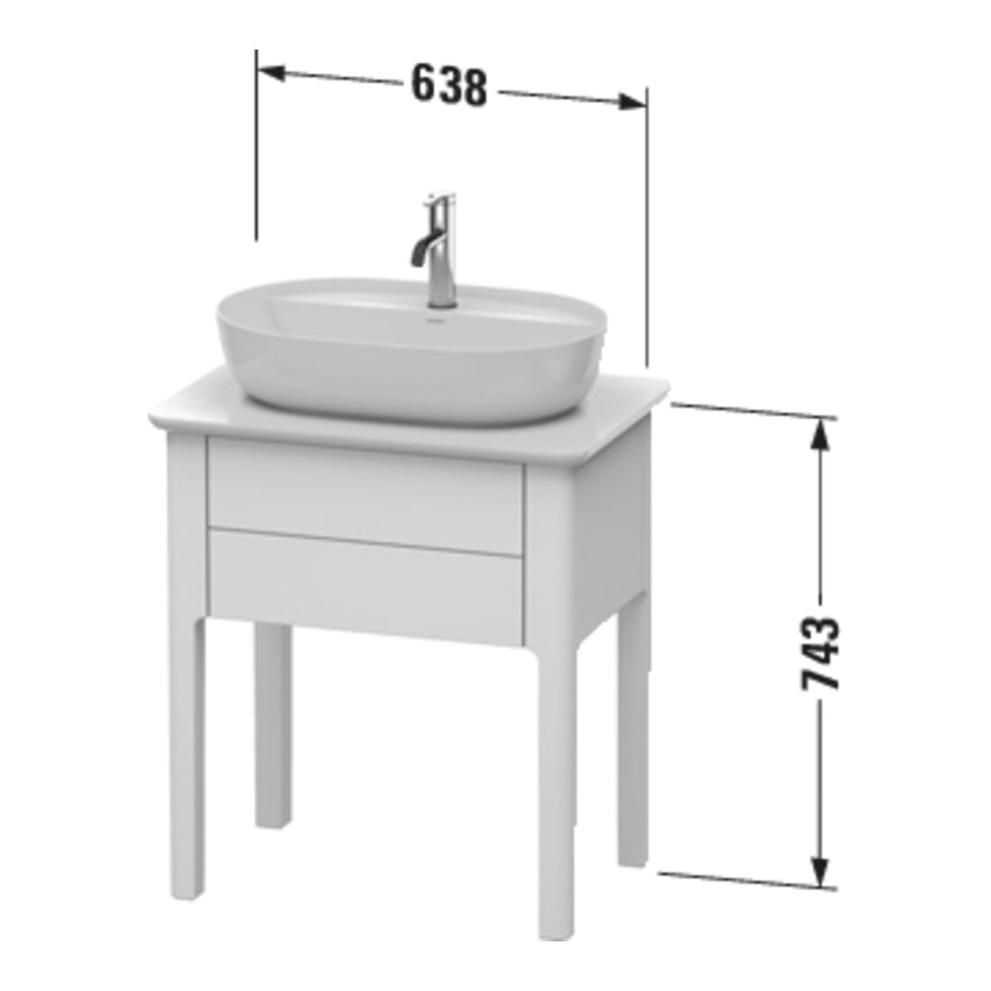 Duravit Waschtischunterschrank Luv 63,8x45x74,3cm, 1 AZ, steh., blau s-matt