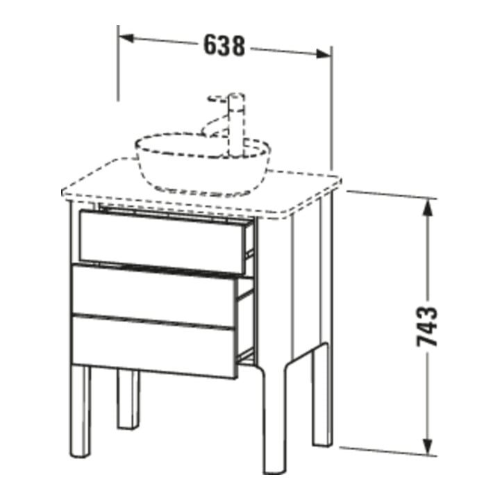 Duravit Waschtischunterschrank Luv 63,8x45x74,3cm, 1 Lad, 1 AZ, st, st-gr m