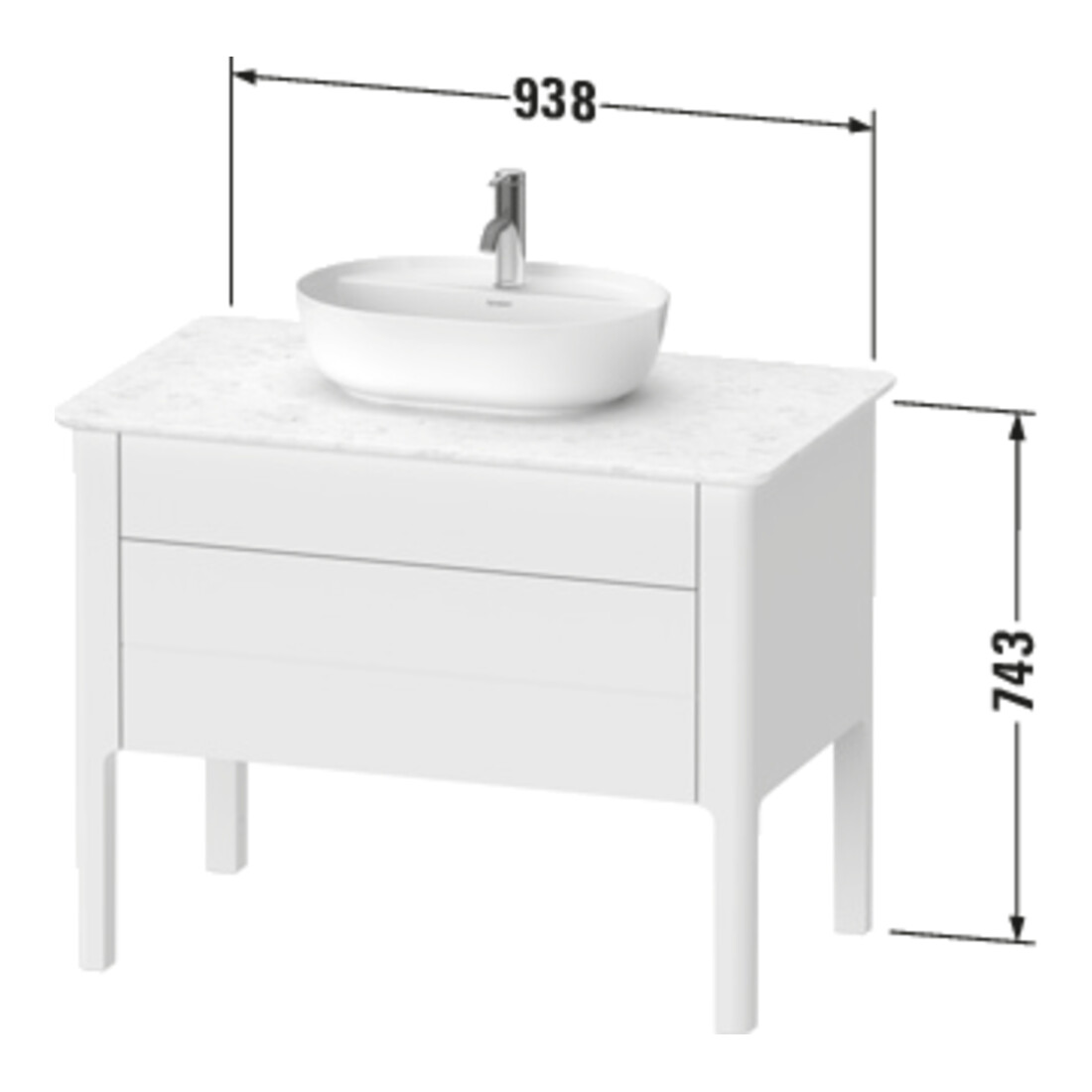 Duravit Waschtischunterschrank Luv 93,8x57x74,3cm, 1 Lad, 1 AZ, st, bl m