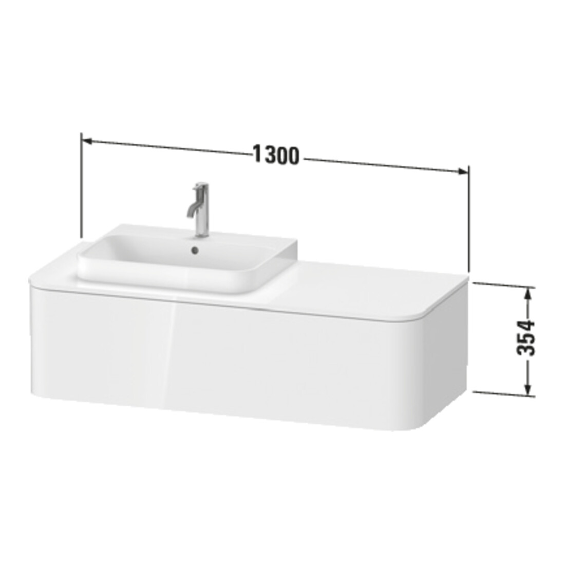 Duravit Waschtischunterschrank o. ES Happy D.2 Plus 35,4x130cm, 1 A, steingrau s-matt, mitt