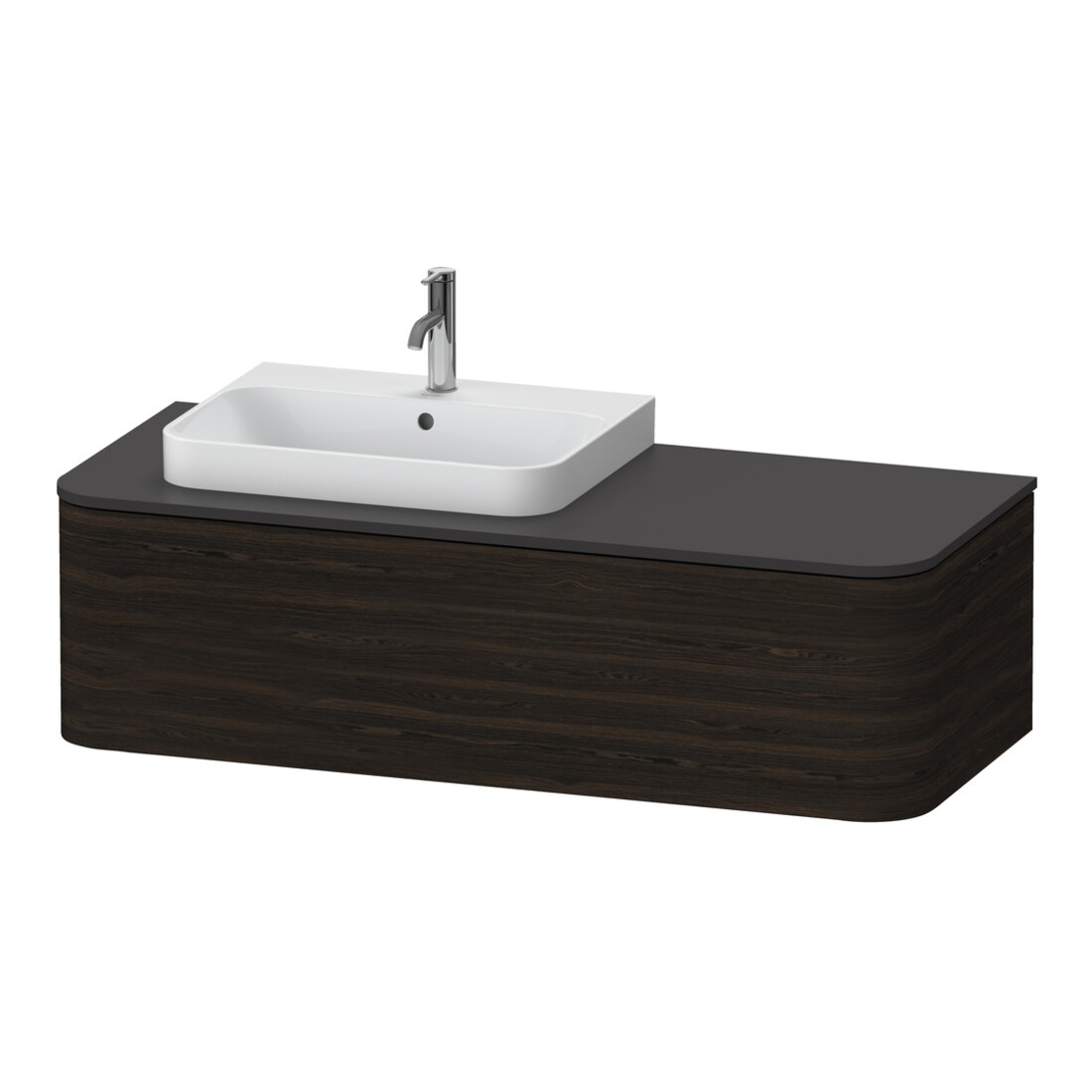 Duravit Waschtischunterschrank o. ES Happy D.2 Plus 35,4x130cm, 1 Ausz., Nussb geb., links