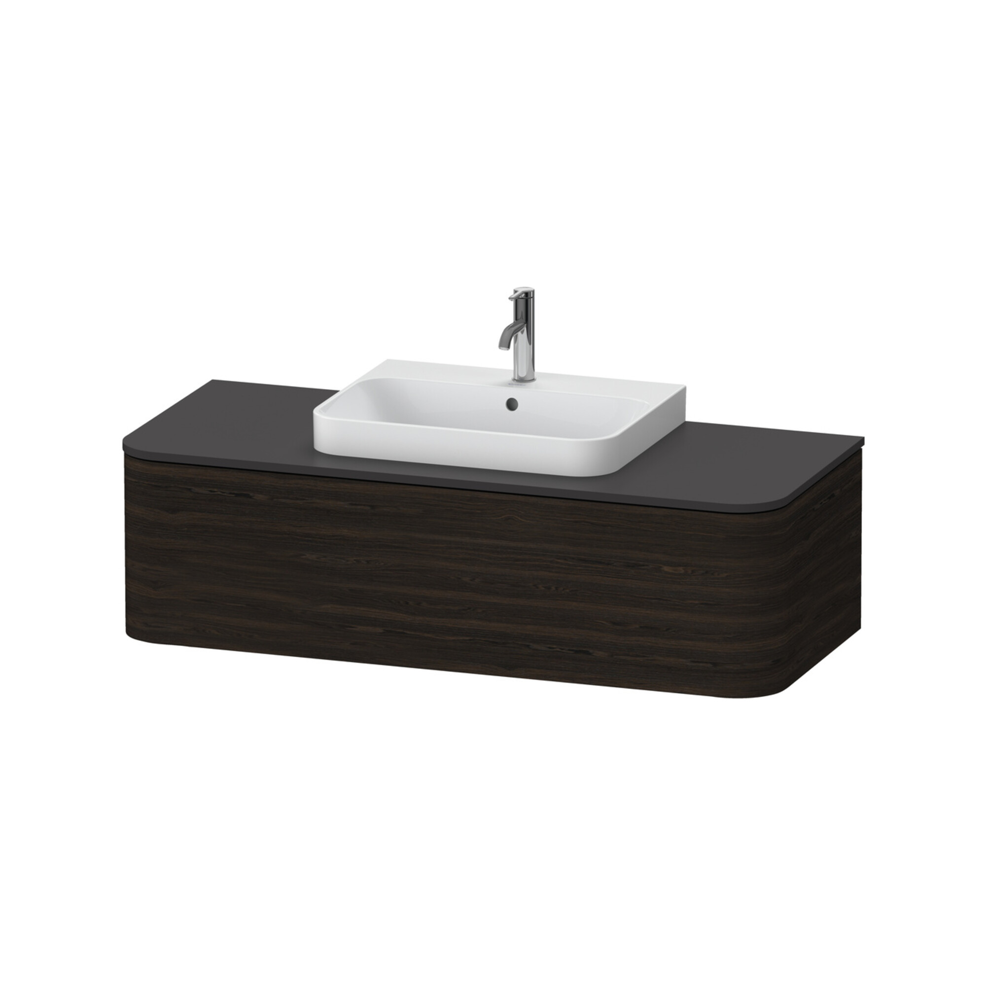 Duravit Waschtischunterschrank o. ES Happy D.2 Plus 35,4x130cm, 1 Ausz., Nussb geb., mitte