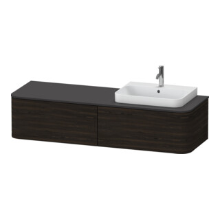 Duravit Waschtischunterschrank o. ES Happy D.2 Plus 35,4x160cm, 2 Ausz., BP r, Nussb geb.