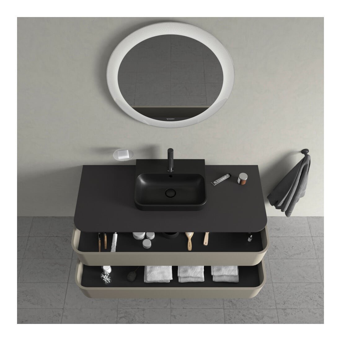Duravit Waschtischunterschrank o. ES Happy D.2 Plus 40,8x130x55cm, 2 SBK, steingrau s-matt