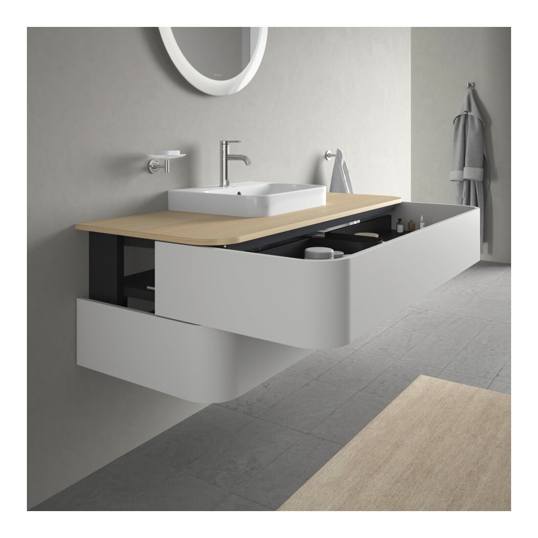 Duravit Waschtischunterschrank o. ES Happy D.2 Plus 40,8x130x55cm, 2 SchKa., Nord we. s-matt