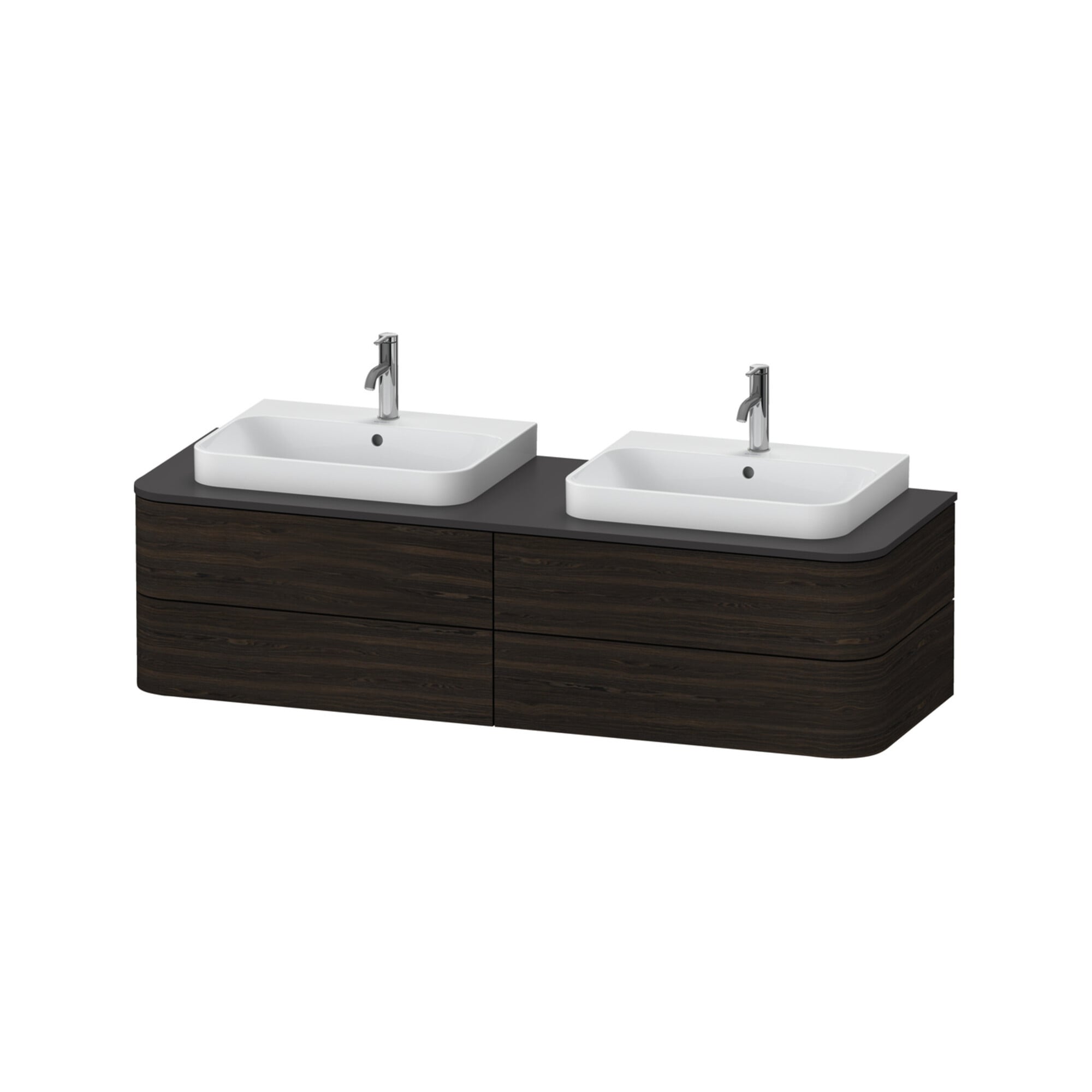 Duravit Waschtischunterschrank o. ES Happy D.2 Plus 40,8x160cm, 4 SchKa., BP b, Nussb geb.