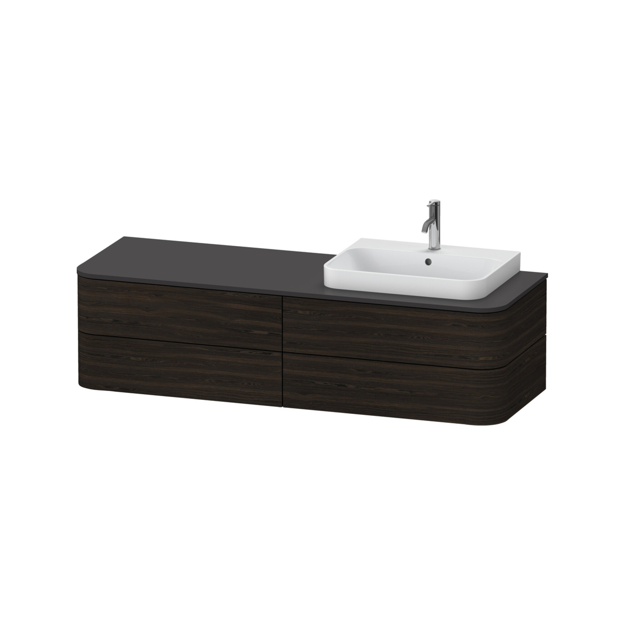 Duravit Waschtischunterschrank o. ES Happy D.2 Plus 40,8x160cm, 4 SchKa., Nussb geb., rechts