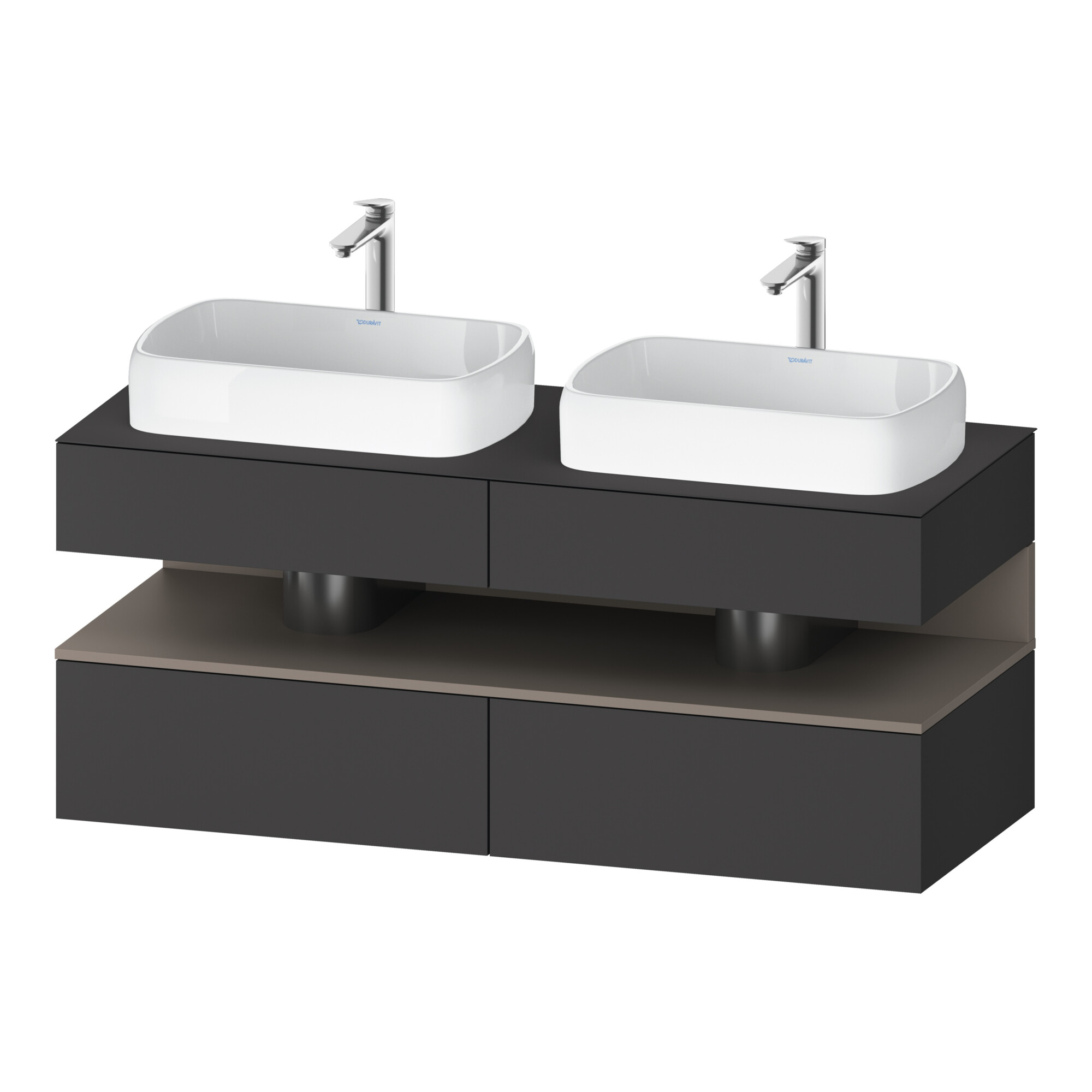 Duravit Waschtischunterschrank Qatego 140x55x60cm, ba m/Gr m, Pl, Beck. beids.