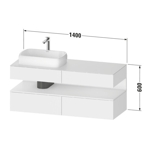 Duravit Waschtischunterschrank Qatego 140x55x60cm, E Ma/Gra m, Pl, Beck. li
