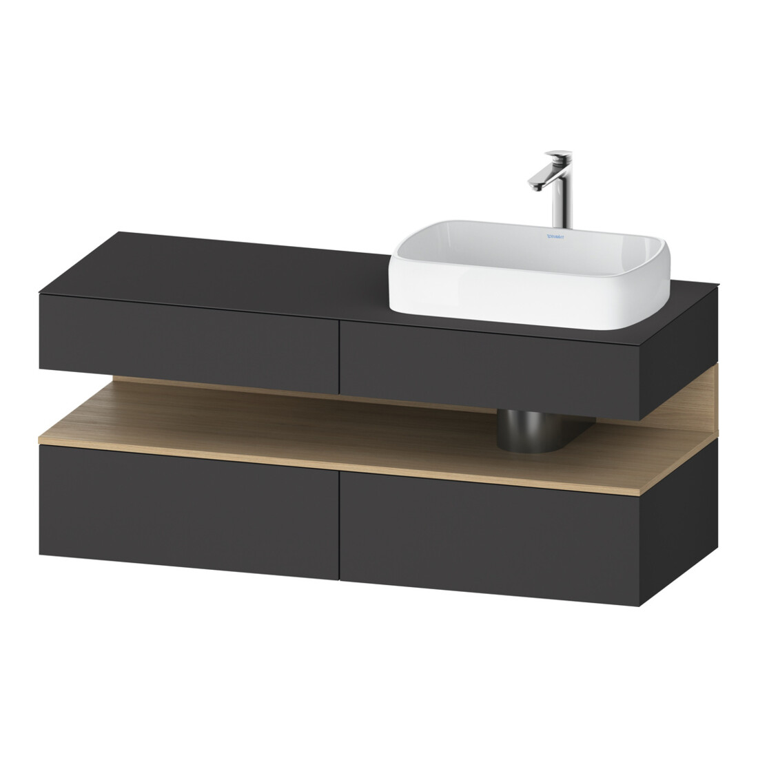 Duravit Waschtischunterschrank Qatego 140x55x60cm, E na/gra m, Pl, Beck. re