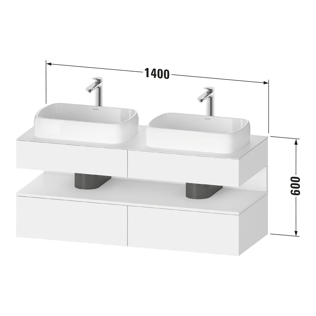 Duravit Waschtischunterschrank Qatego 140x55x60cm, E sw/Bas m, Pl, B beids.