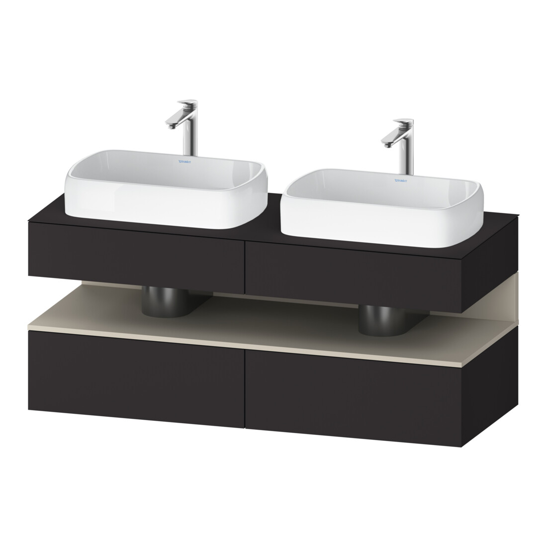 Duravit Waschtischunterschrank Qatego 140x55x60cm, T m/Gr m, Pl, Beck. beids.