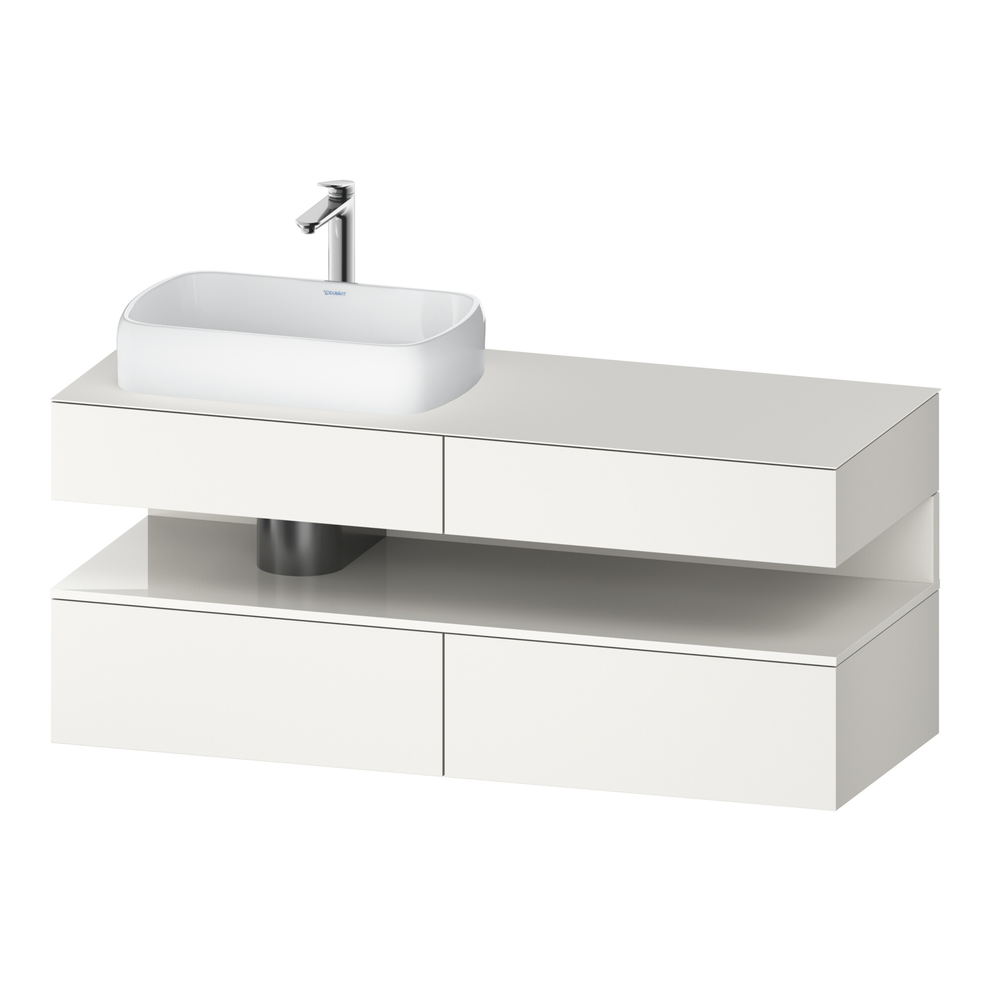 Duravit Waschtischunterschrank Qatego 140x55x60cm, w hgl/we m, Pl, Beck. li