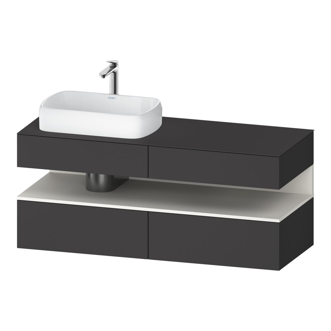 Duravit Waschtischunterschrank Qatego 140x55x60cm, w m/Gr m, Pl, Beck. li