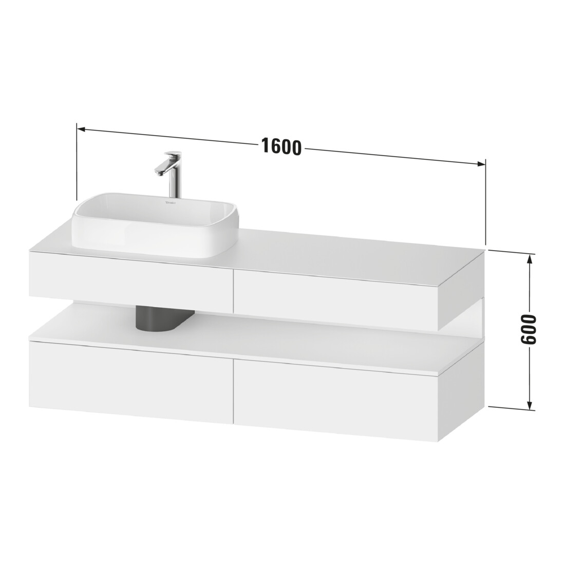 Duravit Waschtischunterschrank Qatego 160x55x60cm, E na/gra m, Pl, B l, B