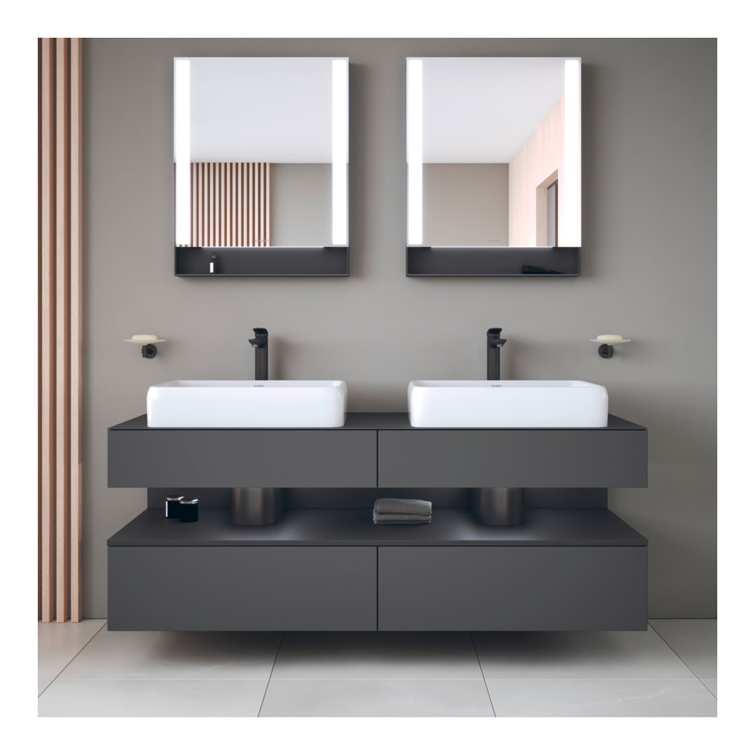Duravit Waschtischunterschrank Qatego 160x55x60cm, gra m, Pl, B bs, Nischenb
