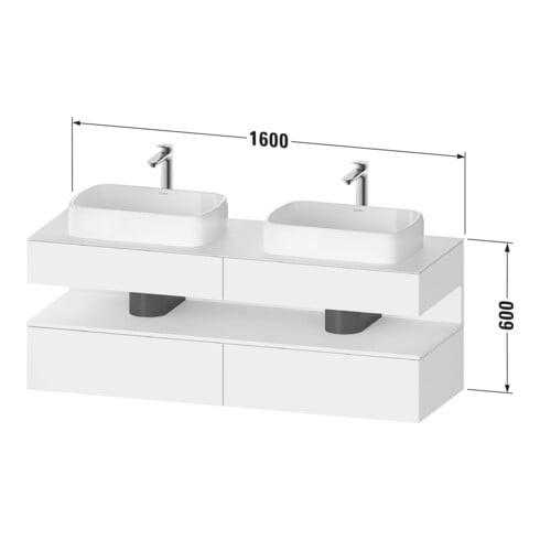 Duravit Waschtischunterschrank Qatego 160x55x60cm, gra m, Pl, Beck. beids.