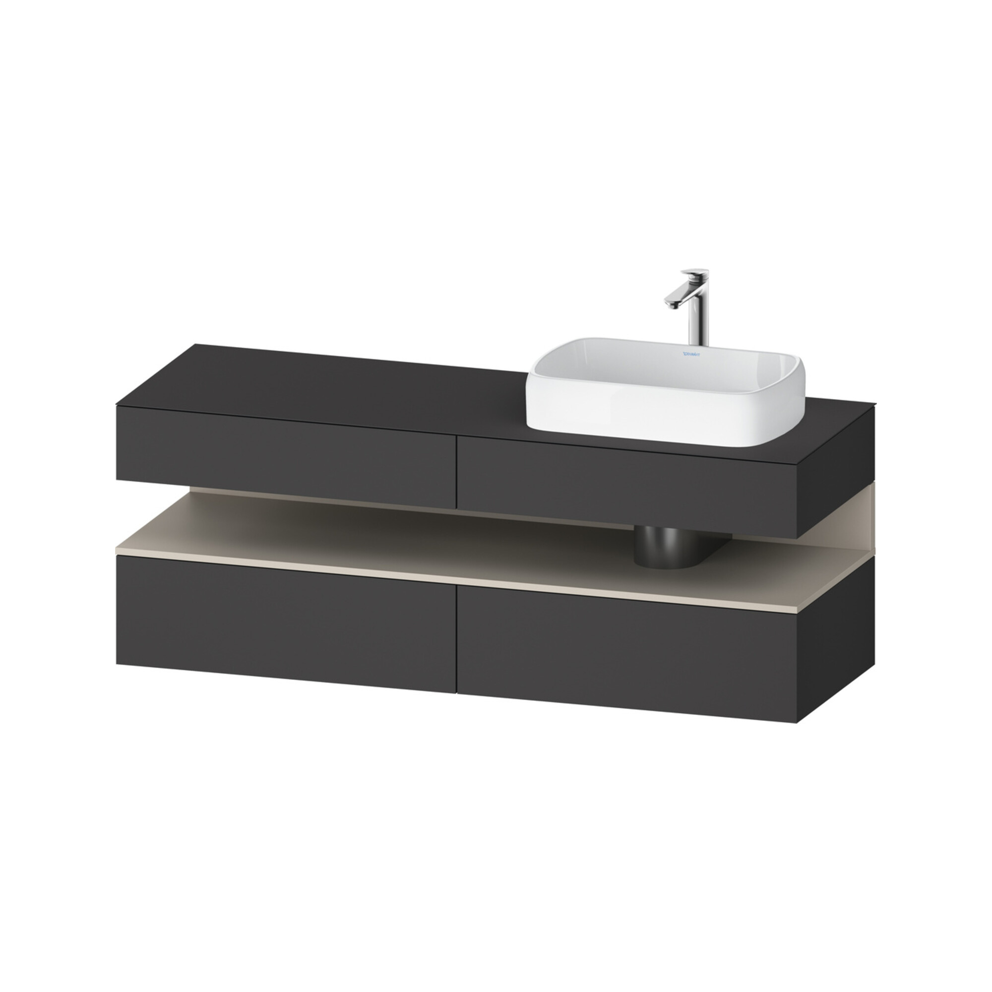 Duravit Waschtischunterschrank Qatego 160x55x60cm, T m/Gr m, Pl, Beck. re