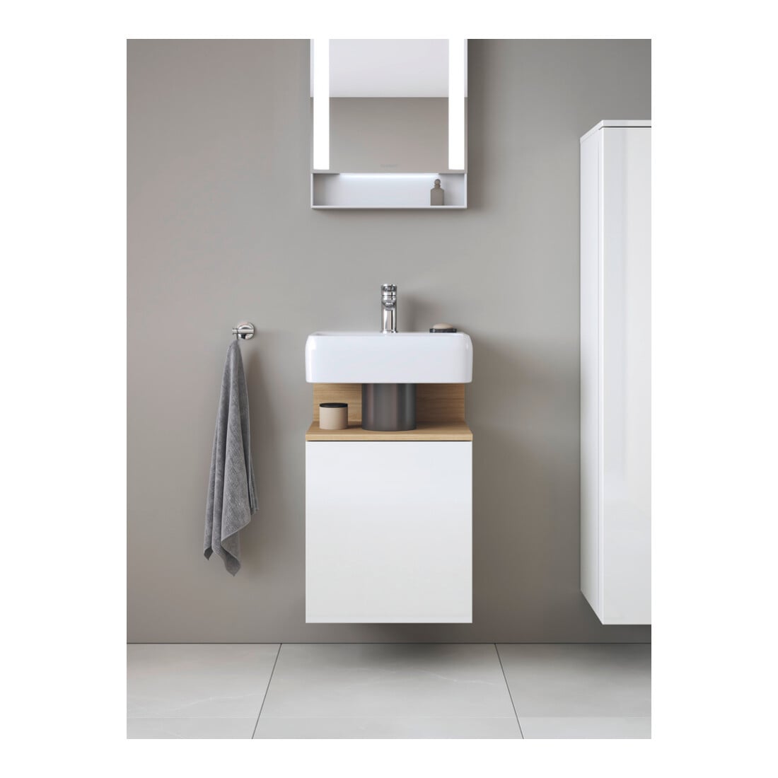 Duravit Waschtischunterschrank Qatego 44x35x64,5cm, 1 T, T li, Ei nat/weiß hgl