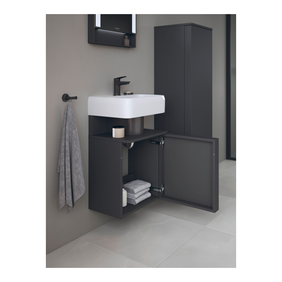 Duravit Waschtischunterschrank Qatego 44x35x64,5cm, 1 T., T. li, Graphit matt