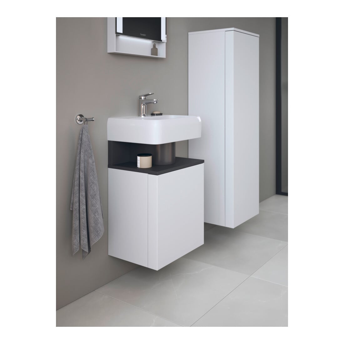 Duravit Waschtischunterschrank Qatego 44x35x64,5cm, 1 T, T r, graph matt/we ma