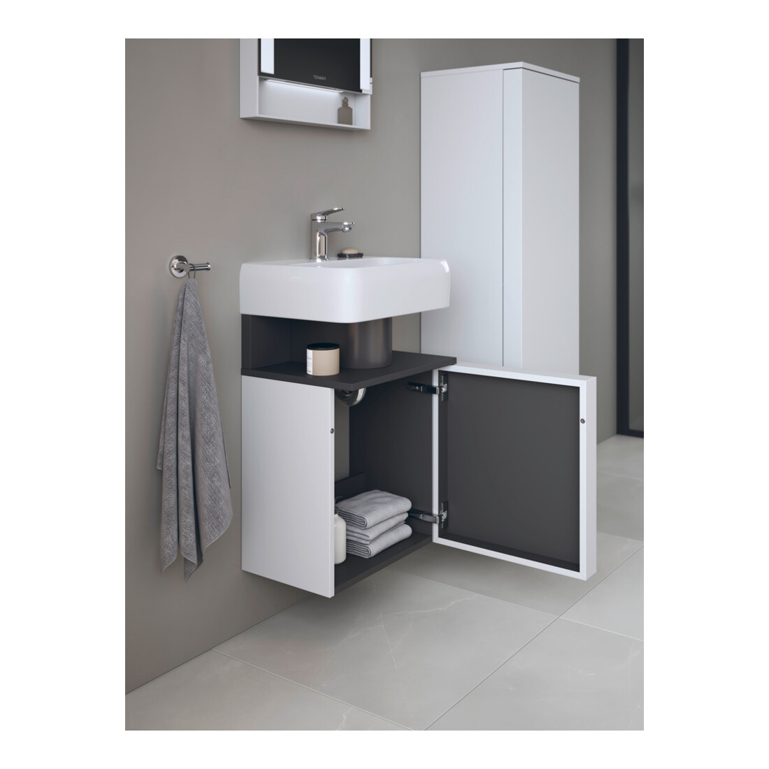 Duravit Waschtischunterschrank Qatego 44x35x64,5cm, 1 T, T r, graph matt/we ma