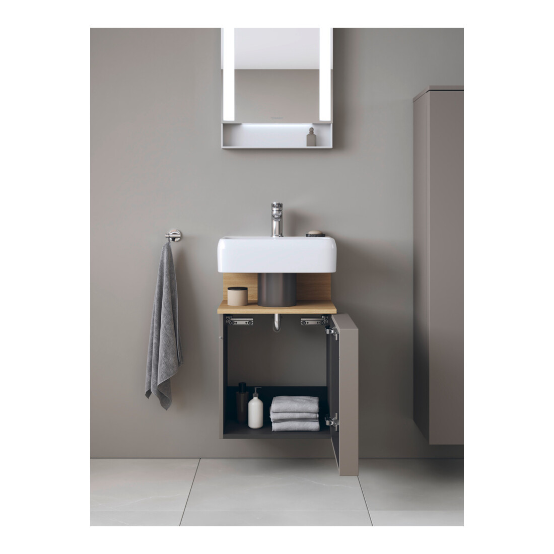 Duravit Waschtischunterschrank Qatego 44x35x64,5cm, 1 T., T. re, Ei nat/b matt