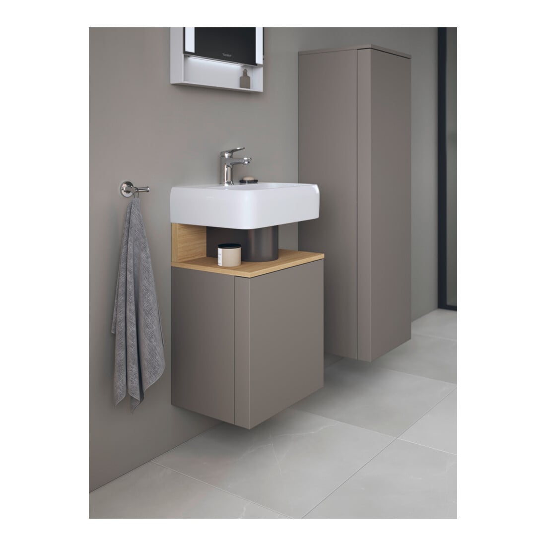 Duravit Waschtischunterschrank Qatego 44x35x64,5cm, 1 T., T. re, Ei nat/b matt