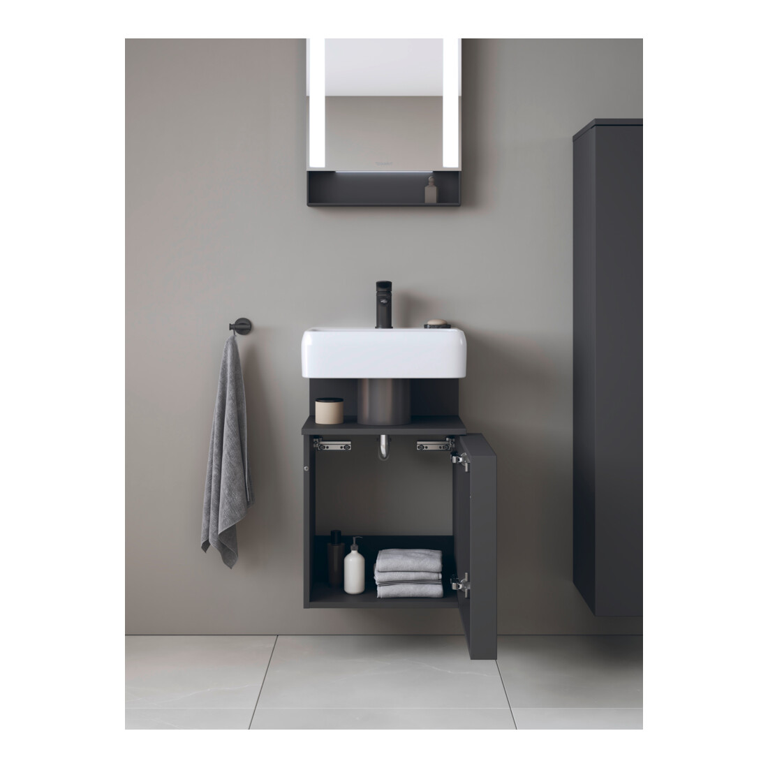 Duravit Waschtischunterschrank Qatego 44x35x64,5cm, 1 T., T. re, Graphit matt