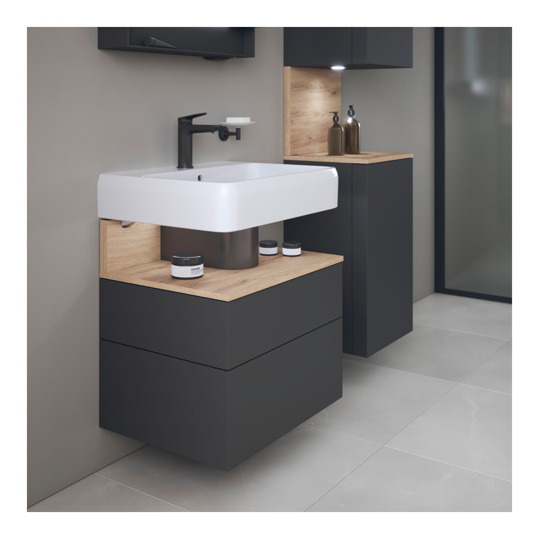 Duravit Waschtischunterschrank Qatego 59x47x59cm, E Ma/Gra m, 1 Kast, m B