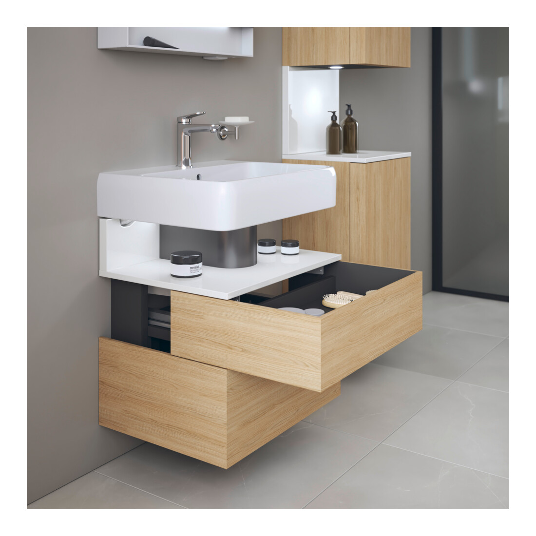 Duravit Waschtischunterschrank Qatego 59x47x59cm, w g/Ei N, 1 Kast, m Nischenb
