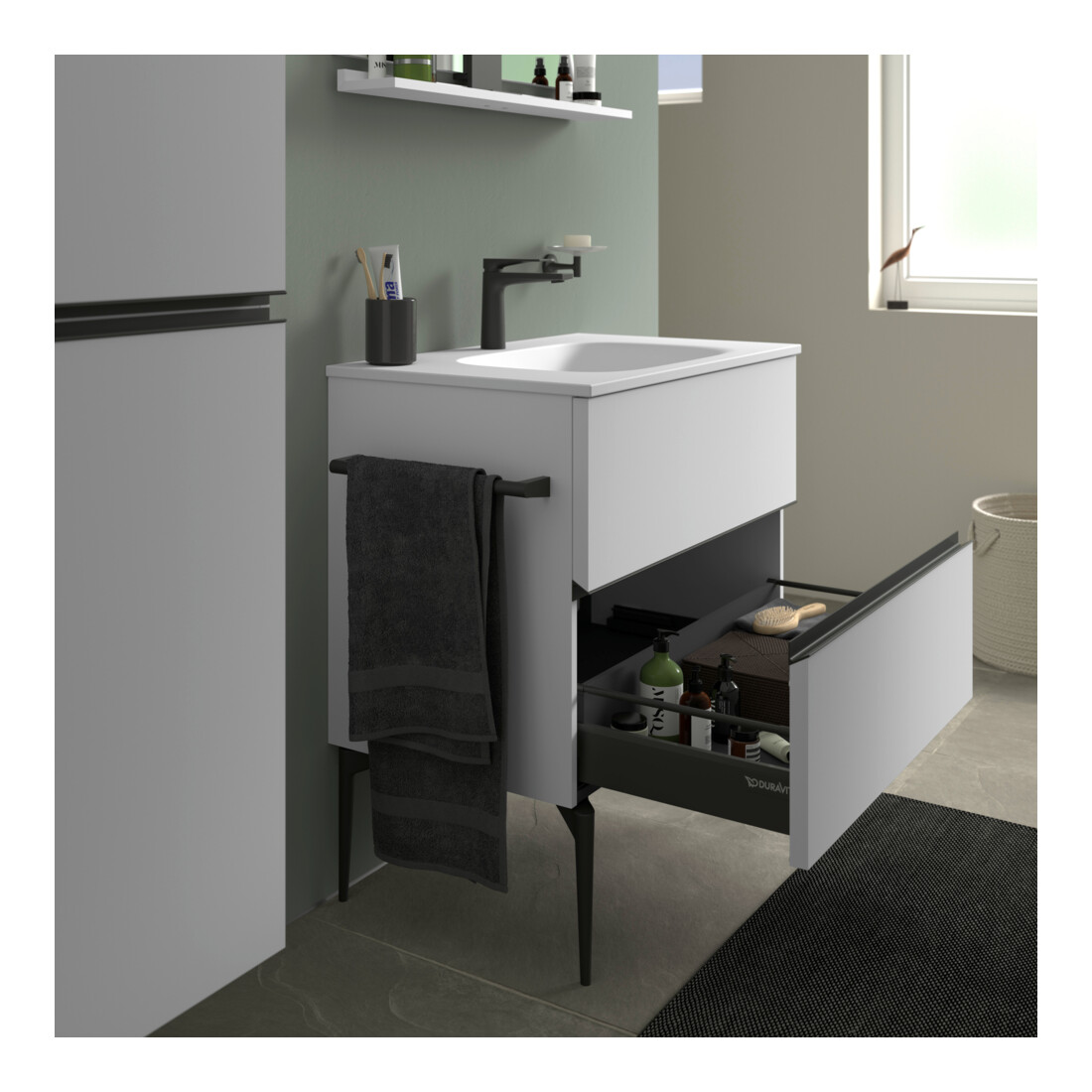 Duravit Waschtischunterschrank wandhängend Sivida 81x59,2x47,7cm, 2 Schub., we. ma, Gr. sw