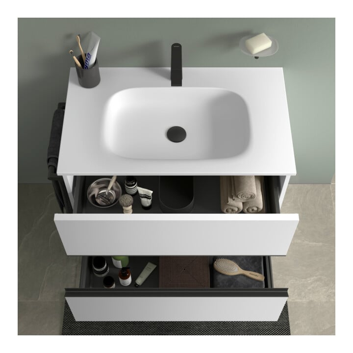 Duravit Waschtischunterschrank wandhängend Sivida 81x59,2x47,7cm, 2 Schub., we. ma, Gr. sw