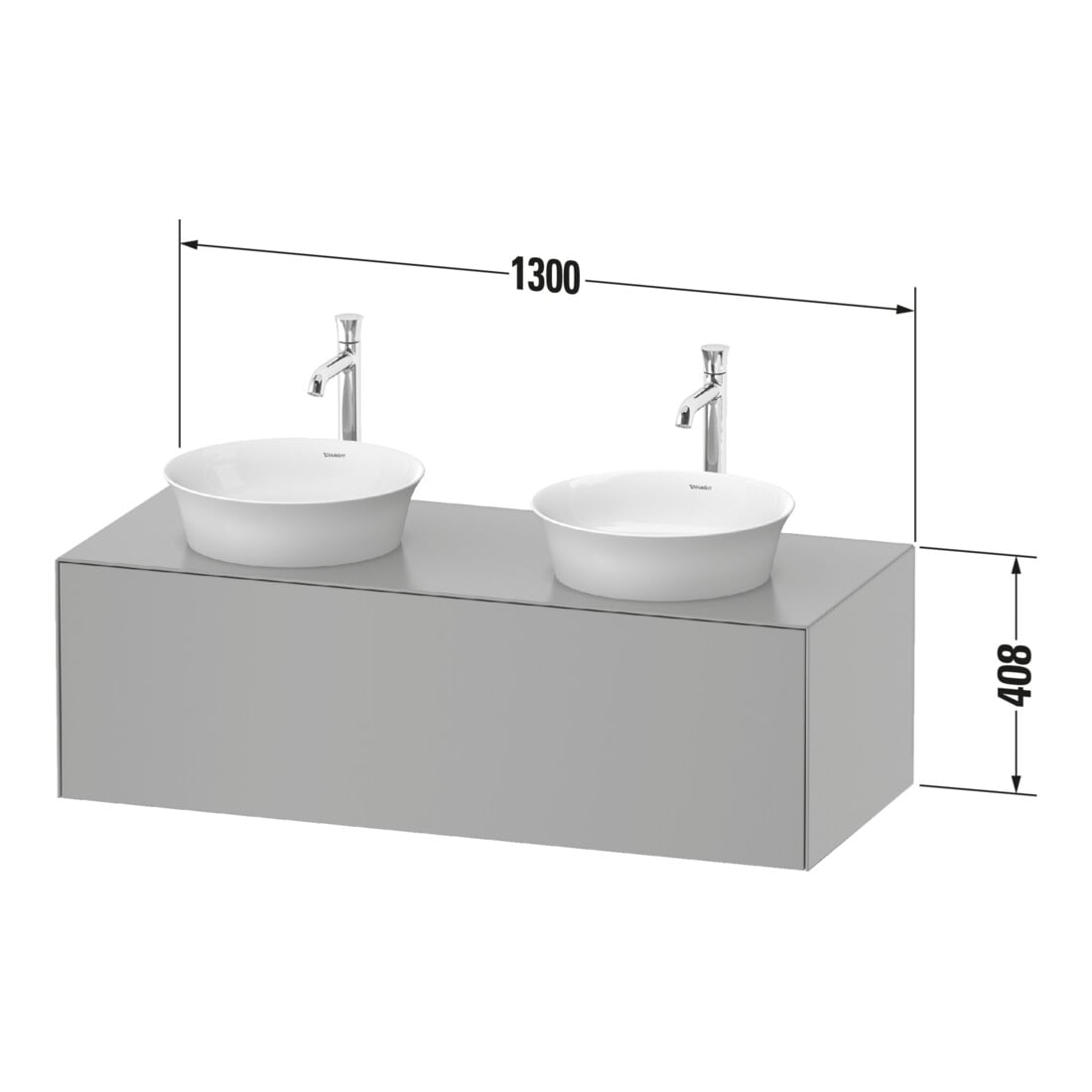 Duravit Waschtischunterschrank White Tulip 130x55cm, 1 AZ, E Nat StG m, k Ein/m Be