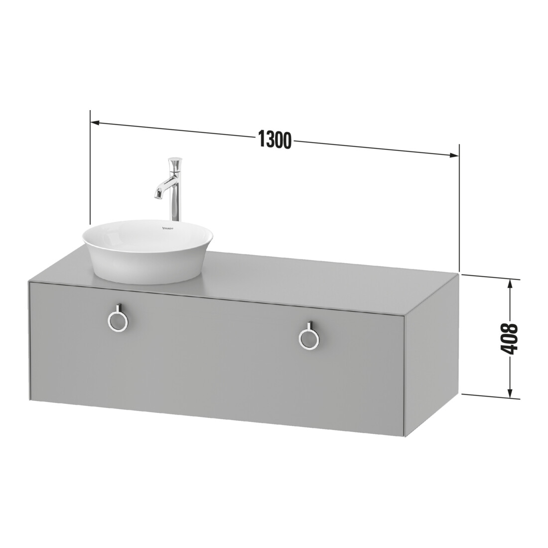 Duravit Waschtischunterschrank White Tulip 130x55cm, B L, E N gra m, k Ein/m Be