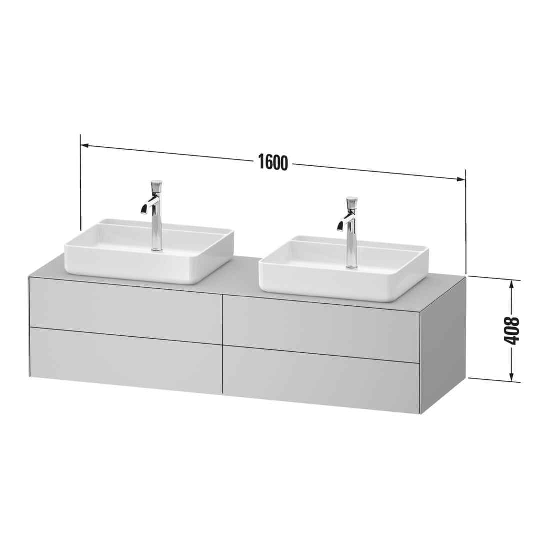 Duravit Waschtischunterschrank White Tulip 160x55cm, 4 L, T m, k Ei/m Beleuchtung