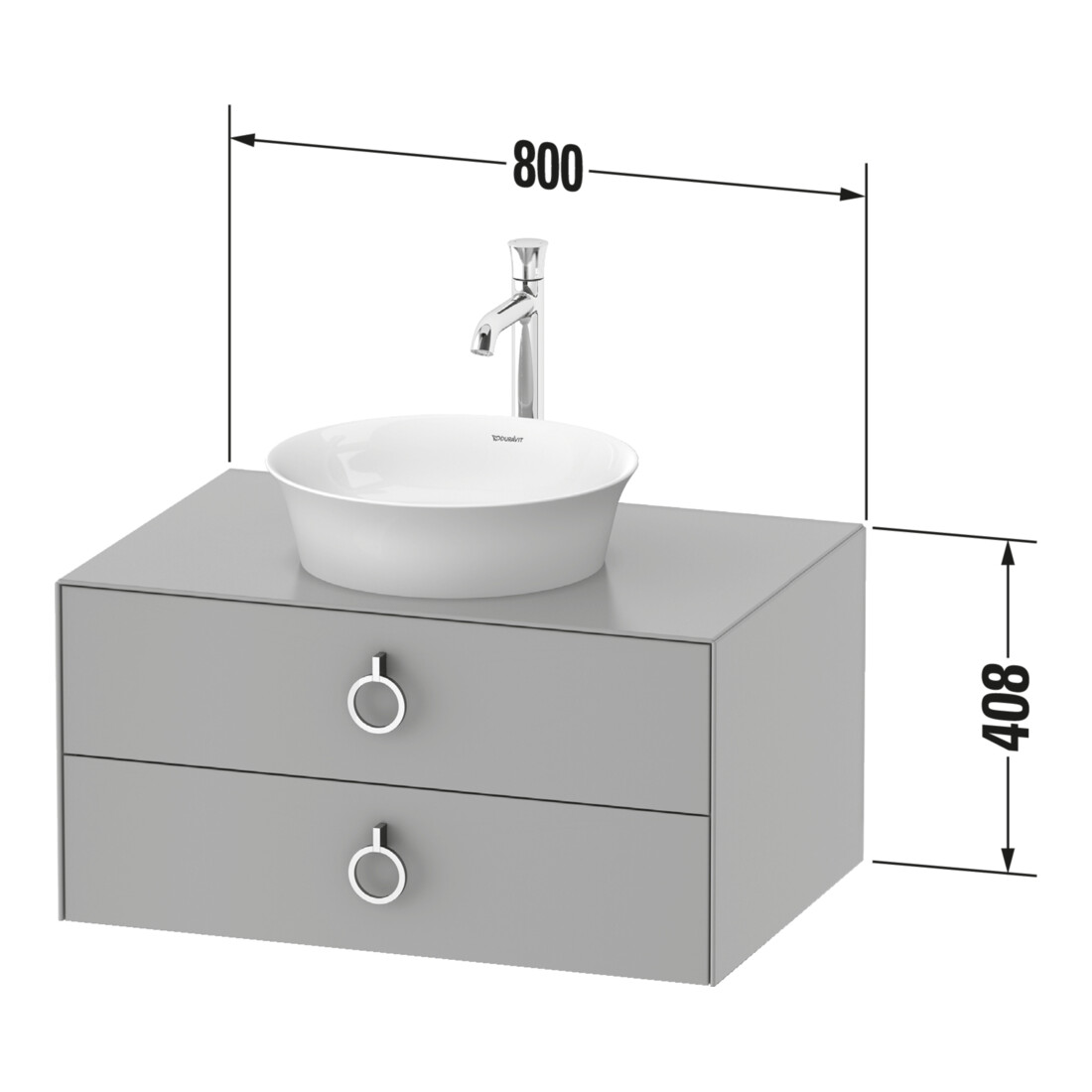 Duravit Waschtischunterschrank White Tulip 80x55cm, E N m/gra m, 2 La m G, 1 Pl