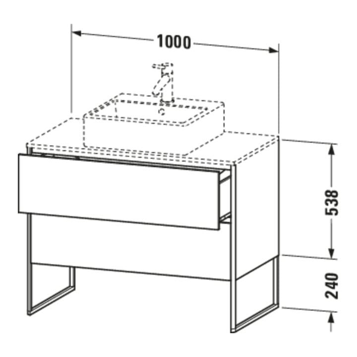 Duravit Waschtischunterschrank XSquare 100x54,8cm, T m, f Kons, 2 Ausz., steh.