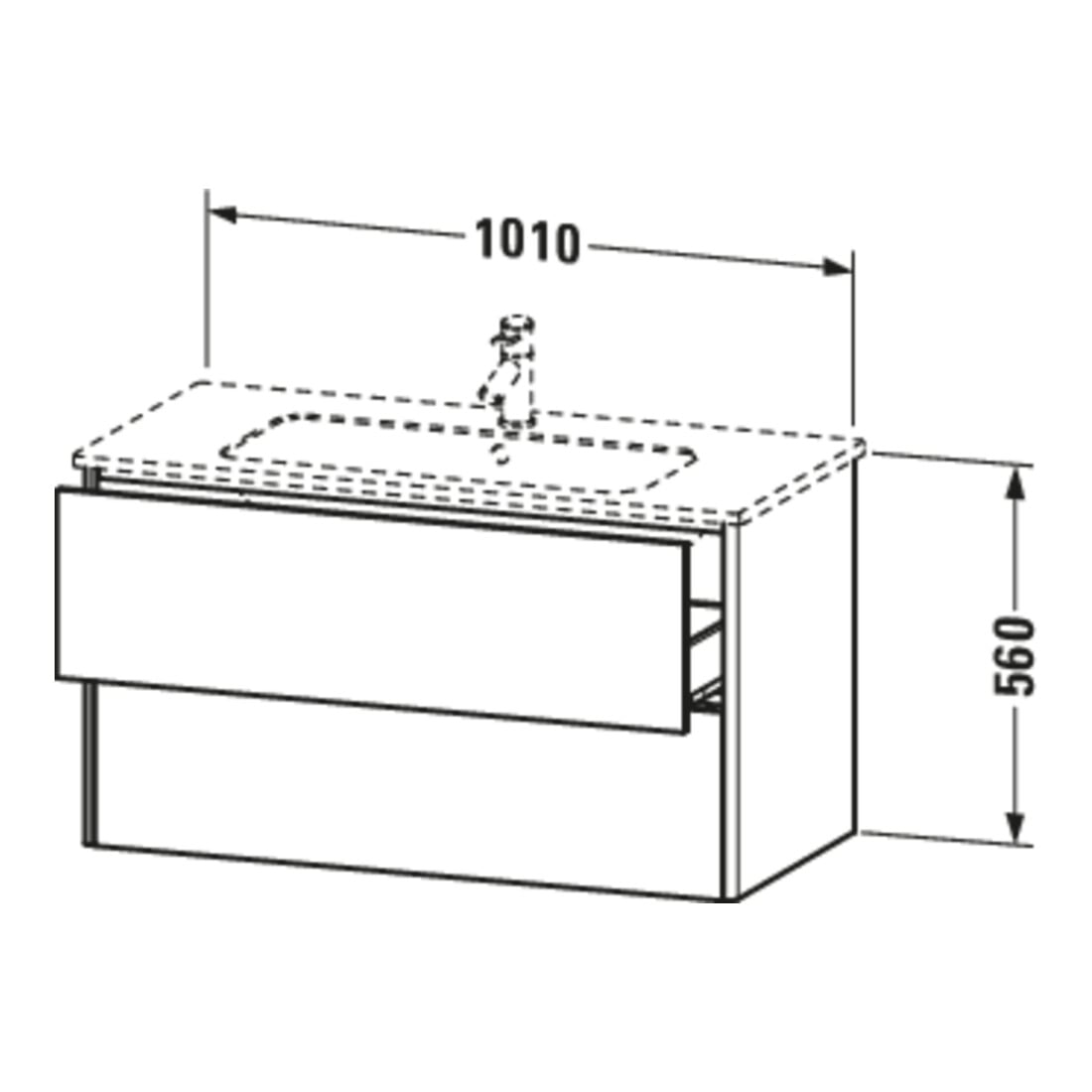 Duravit Waschtischunterschrank XSquare 101x47,8cm, Tau, 2 Schubk., wandhängend