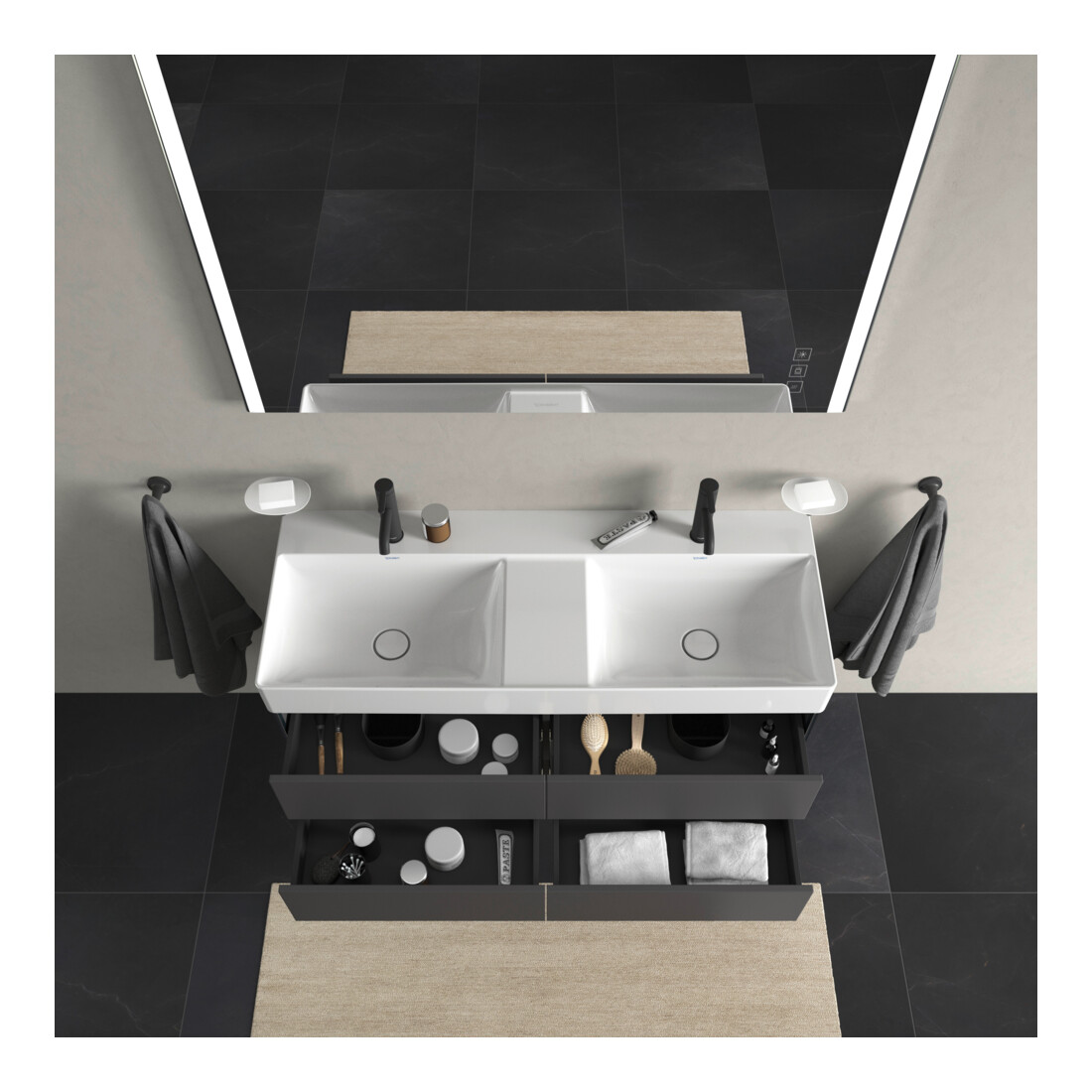 Duravit Waschtischunterschrank XSquare 118,4x46x39,7cm, 4 La, wandhängend, graph m