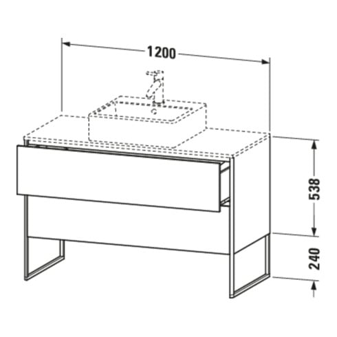Duravit Waschtischunterschrank XSquare 120x54,8cm, T matt, f K, 2 Ausz., steh.