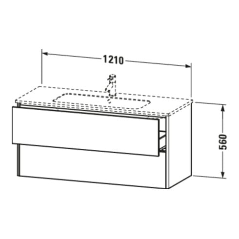 Duravit Waschtischunterschrank XSquare 121x47,8cm, sw hgl, 2 Schubk., wandhängend