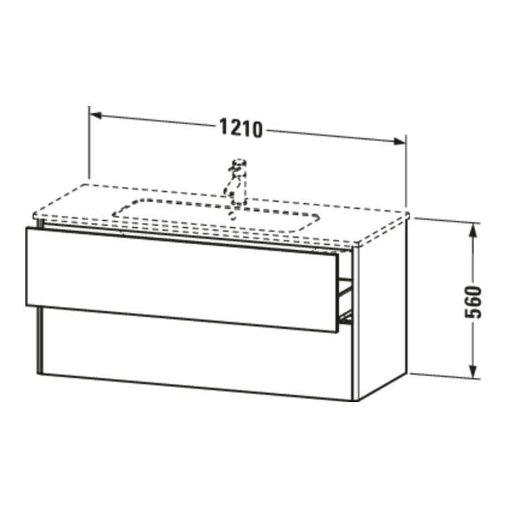 Duravit Waschtischunterschrank XSquare 121x47,8cm, we m, 2 Schubk., wandhängend