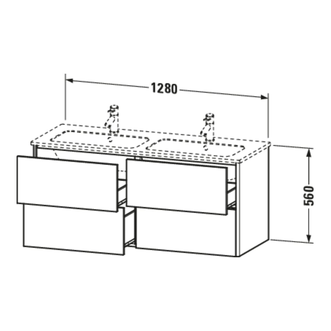 Duravit Waschtischunterschrank XSquare 128x47,8x56cm, 4 La, wandhängend, blau s-matt
