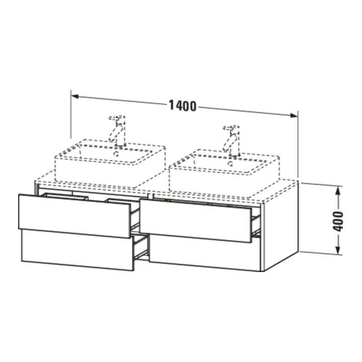 Duravit Waschtischunterschrank XSquare 140x54,8x40cm, 4 La, B bs, wandhängend, bas. m