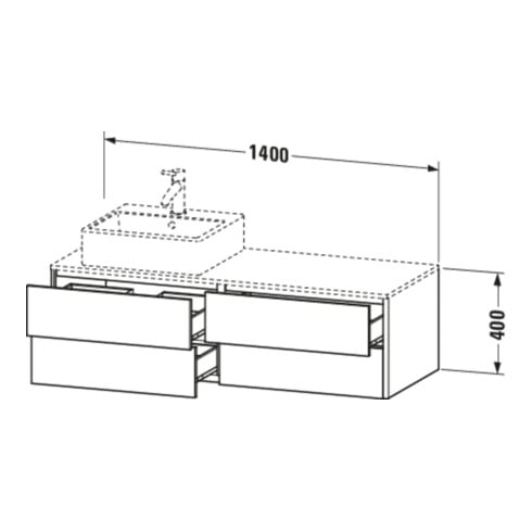 Duravit Waschtischunterschrank XSquare 140x54,8x40cm, 4 La, wd, B li, Tau matt