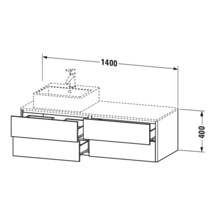 Duravit Waschtischunterschrank XSquare 140x54,8x40cm, 4 La, wd, B li, we hgl