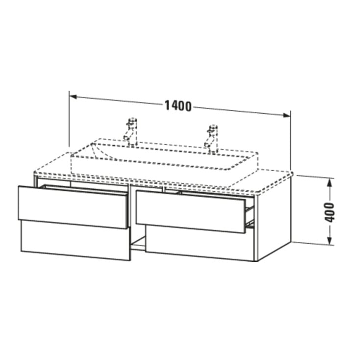 Duravit Waschtischunterschrank XSquare 140x54,8x40cm, 4 Schubk., wandhängend, we matt