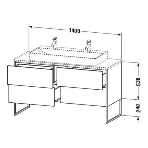 Duravit Waschtischunterschrank XSquare 140x54,8x77,8cm, 4 La, steh., bas. m
